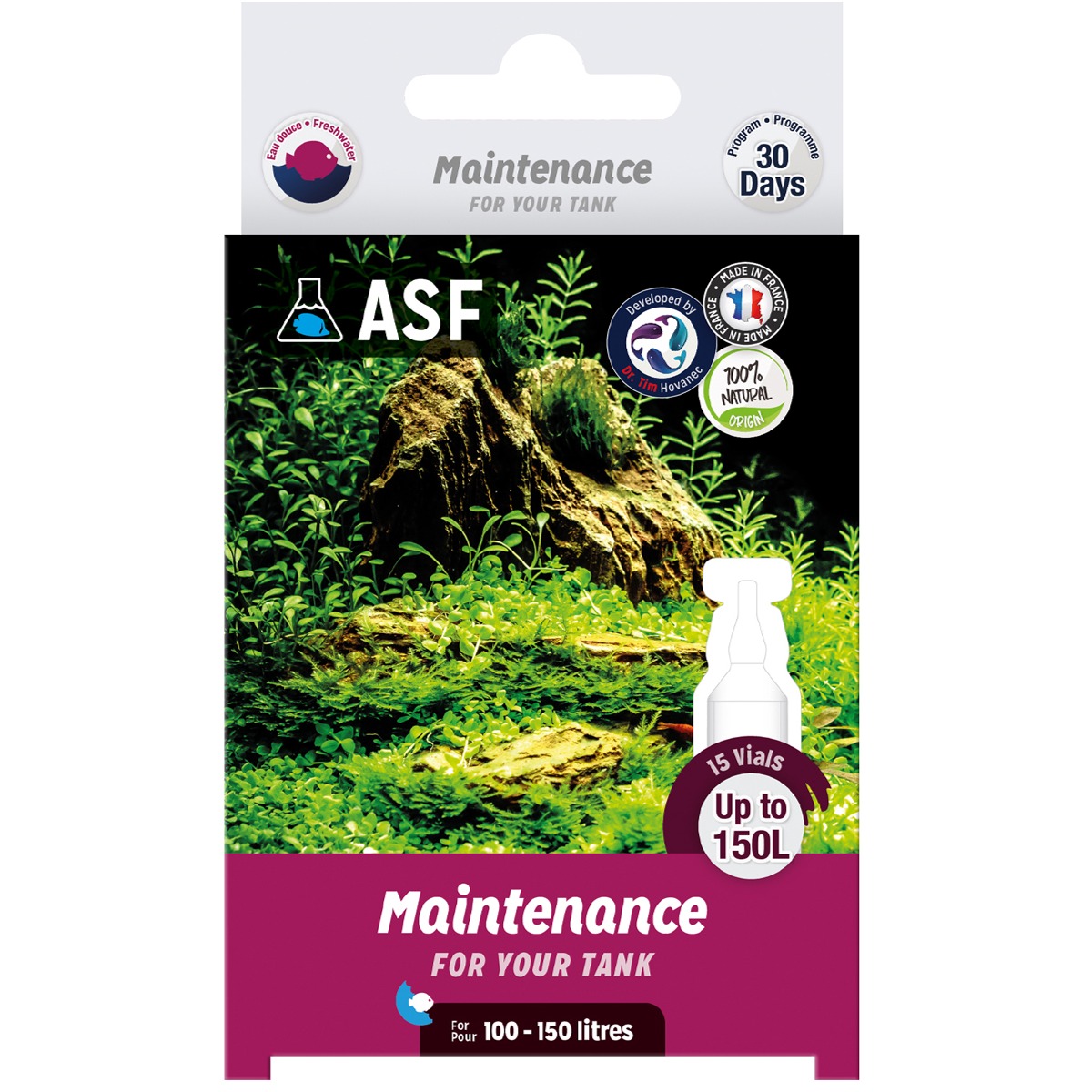 AQUARIUM SYSTEMS Maintenance Eau Douce bactéries d\'entretien sur 30 jours pour aquarium de 100 à 150 L