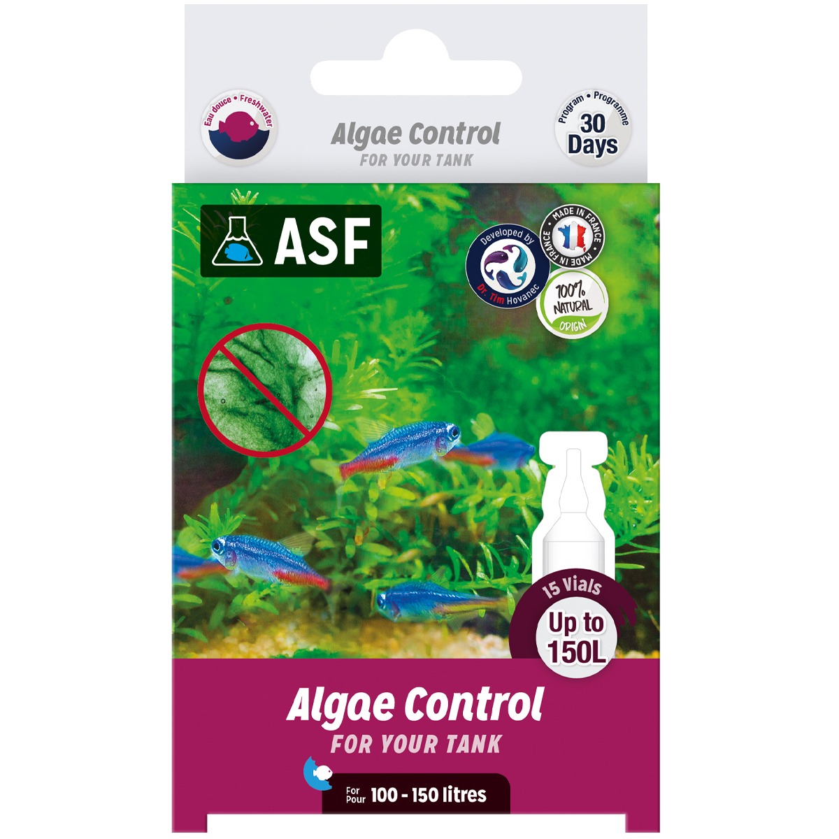 AQUARIUM SYSTEMS Algae-Control Eau Douce programme Unidoses anti-algues biologique sur 30 jours