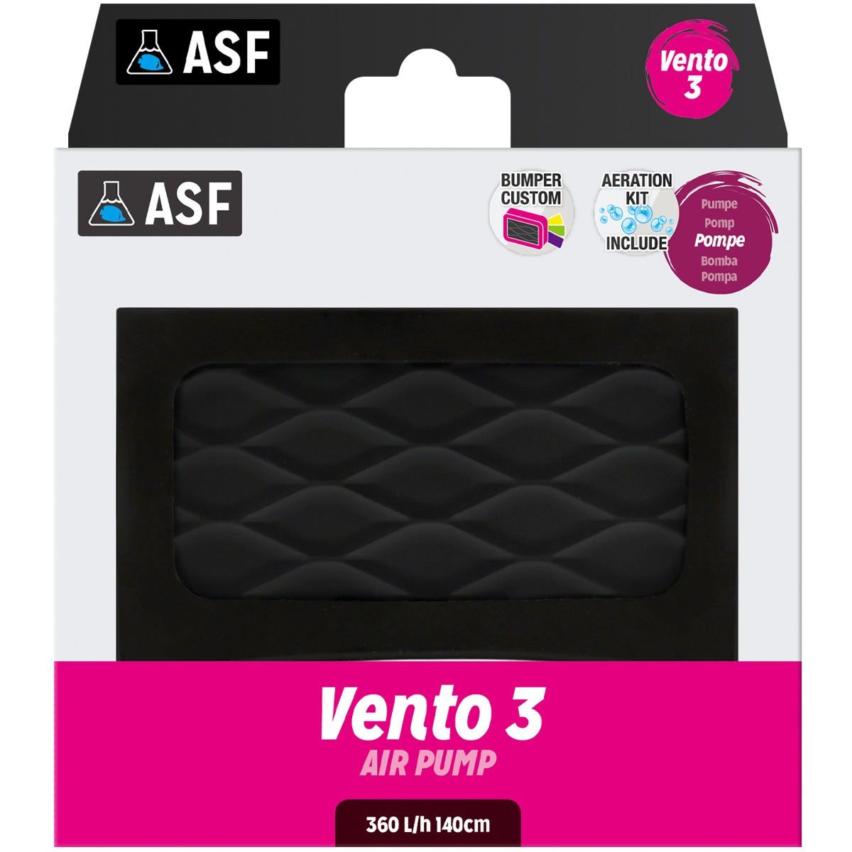 AQUARIUM SYSTEMS Vento 3 pompe à air double sortie avec débit de 2 x 180 L/h, livrée avec 2 tuyaux, 2 anti-retour et 2 diffuseurs