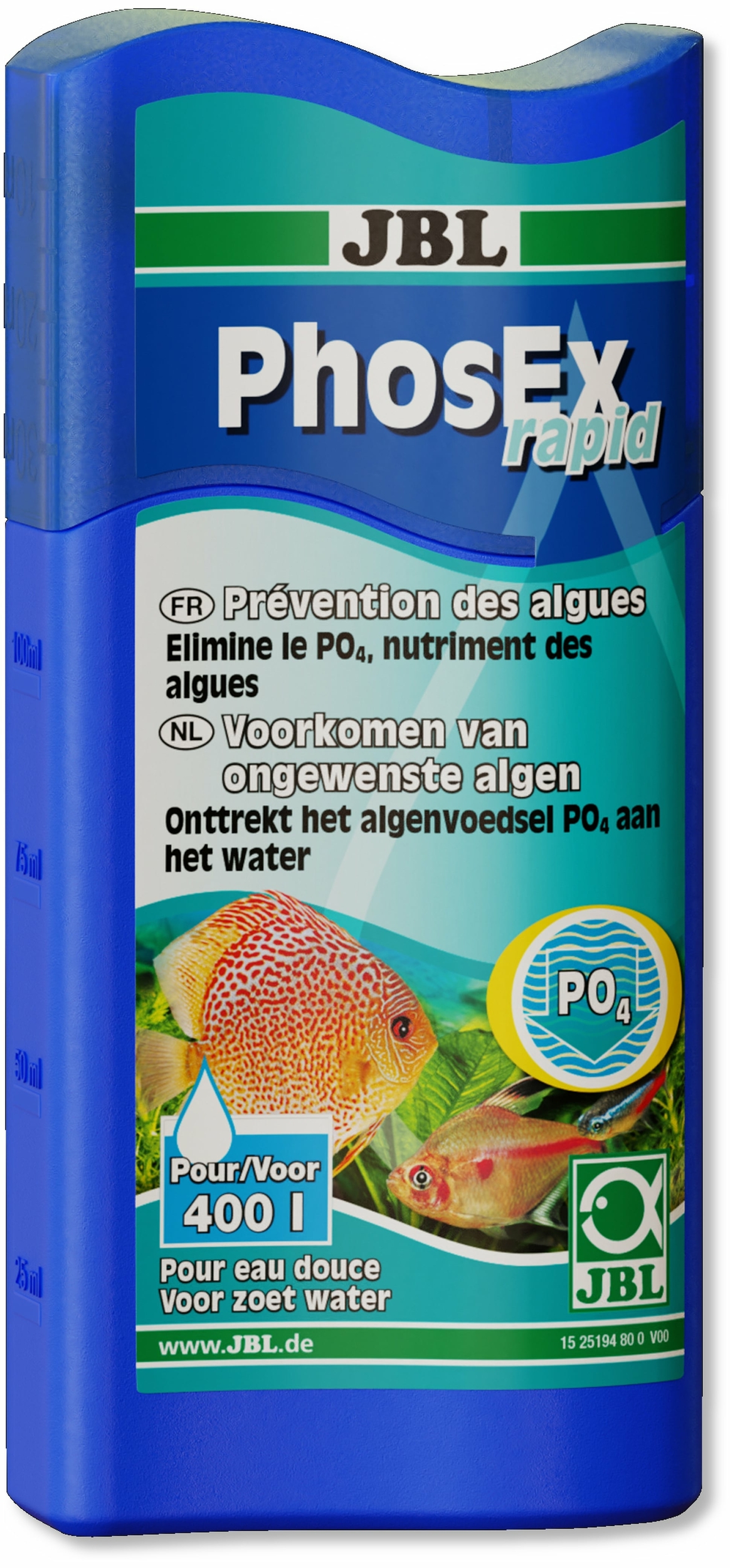 JBL PhosEx Rapid 100 ml élimine en quelques heures les phosphates et stop la prolifération des algues