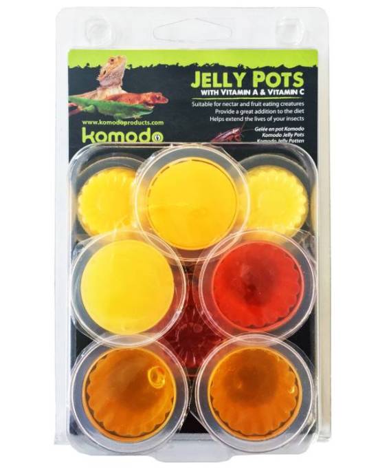 KOMODO Jelly Pots Fruit Flavours lot de 8 pots nourriture gélifiée pour grillons et autres insectes