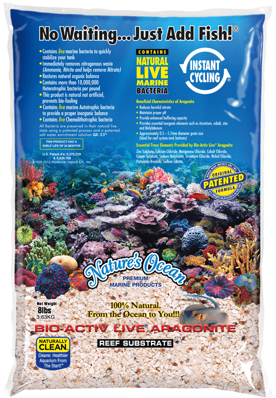 NATURE\'S OCEAN Live Reef Substrate 7,25 Kg sable vivant 1 à 2,5 mm pour aquarium marin et récifal