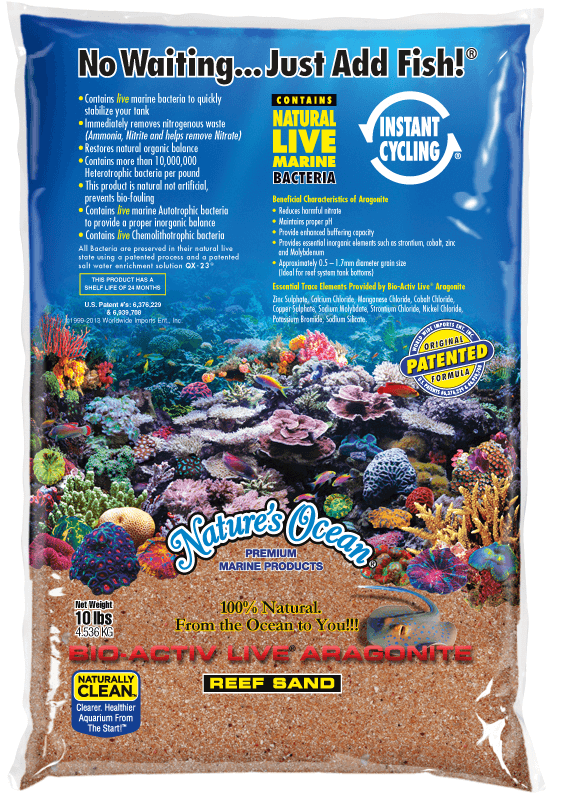 NATURE\'S OCEAN Australian Gold Live Sand 9,07 Kg sable vivant 0,5 à 1,7 mm pour aquarium marin et récifal