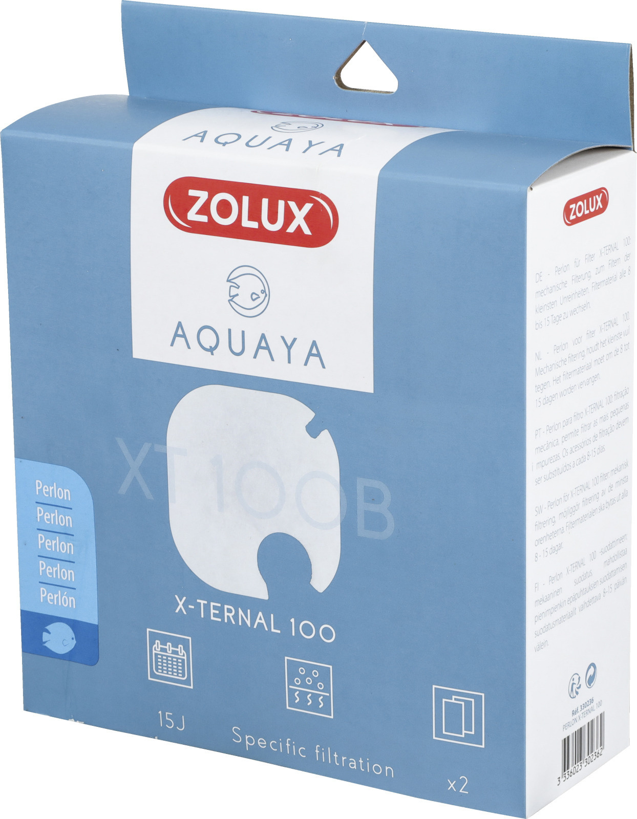 ZOLUX Aquaya Perlon XT 100B lot de 2 mousses de ouate pour filtre externe Xternal 100