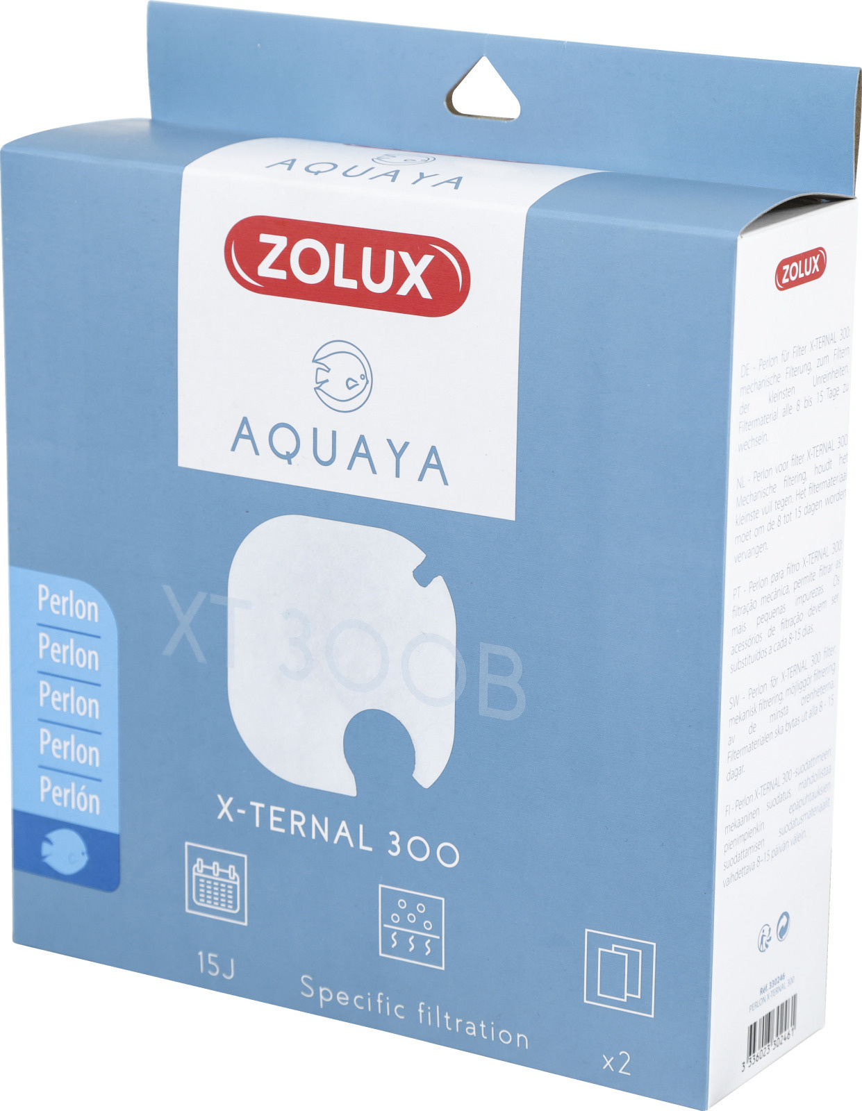 ZOLUX Aquaya Perlon XT 300B lot de 2 mousses de ouate pour filtre externe Xternal 300