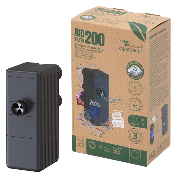 AQUATLANTIS Bio Filter 200 filtre interne avec cartouches compostables pour aquarium jusqu\'à 50 L