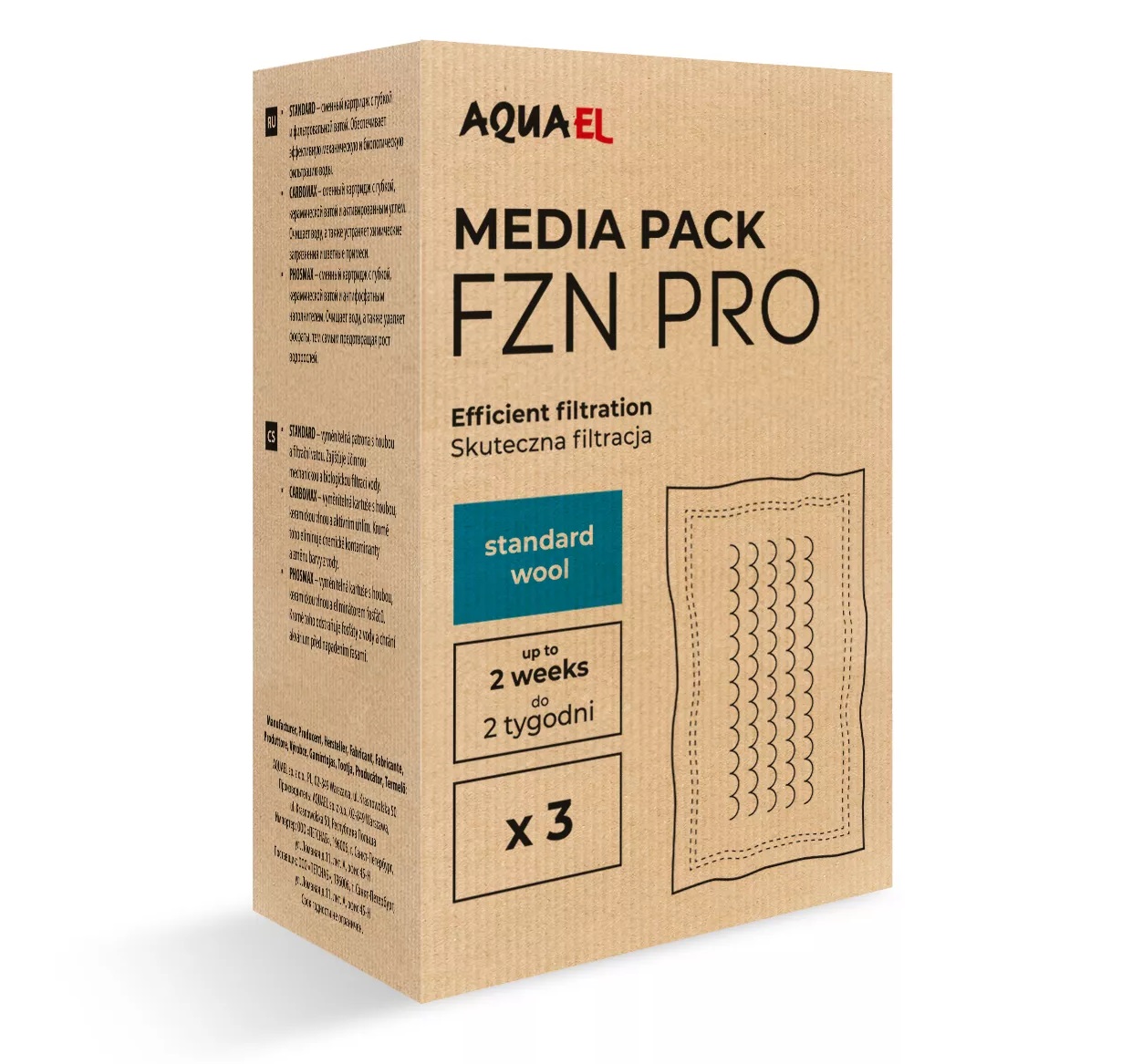 AQUAEL Media Pack FZN PRO Standard lot de 3 cartouches de laine filtrante de rechange