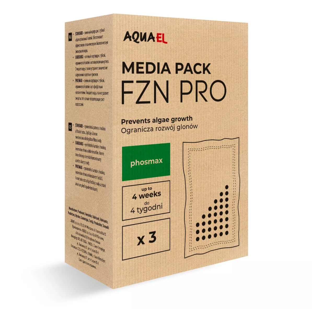 AQUAEL Media Pack FZN PRO PhosMax lot de 3 cartouches de rechange anti-phosphates