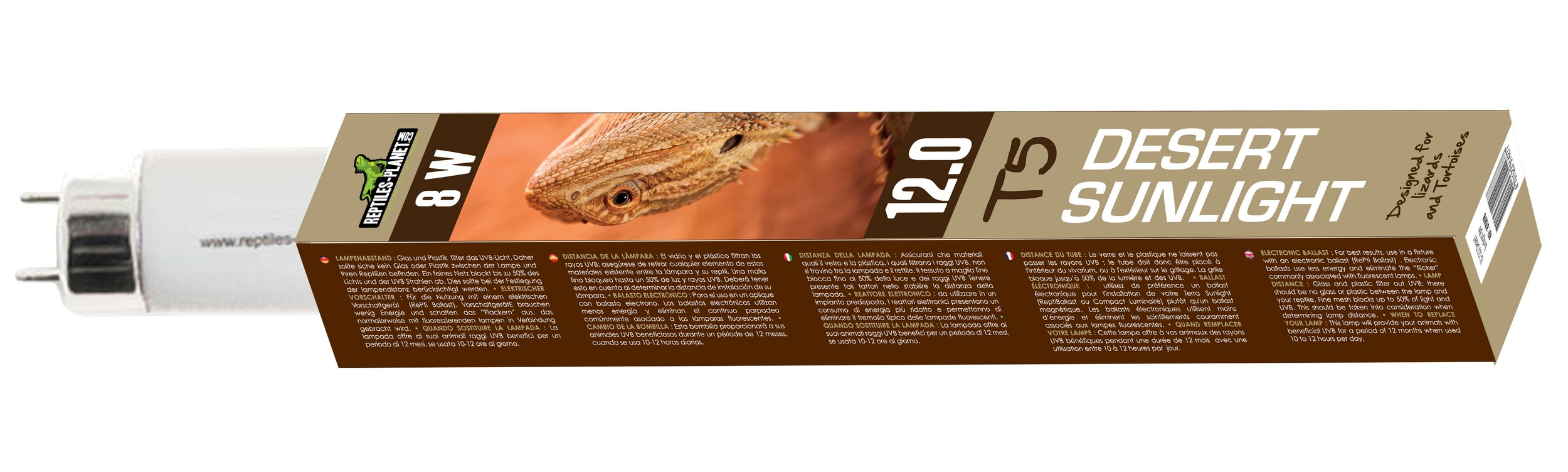REPTILES PLANET UVB 12.0 Desert Sunlight 8W tube néon T5 29 cm diamètre 16 mm