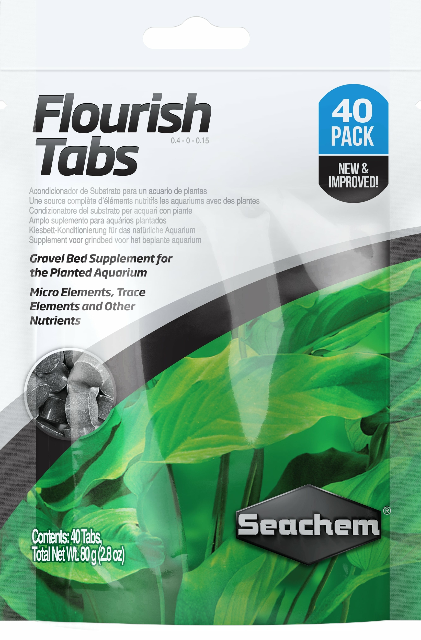 SEACHEM Flourish Tabs 40 comprimés engrais stimulant le système racinaire des plantes d\'aquarium