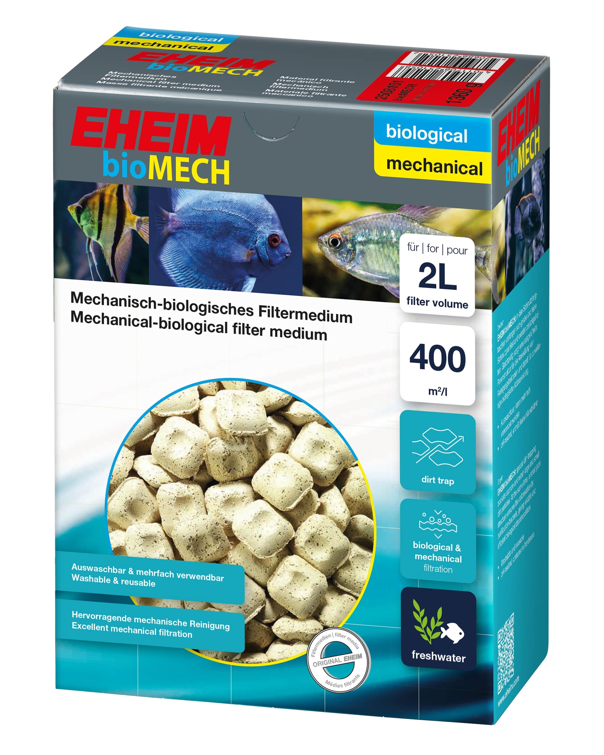 EHEIM bioMech 2L masse de filtration mécanique / biologique pour le traitement très efficace de l\'eau de l\'aquarium