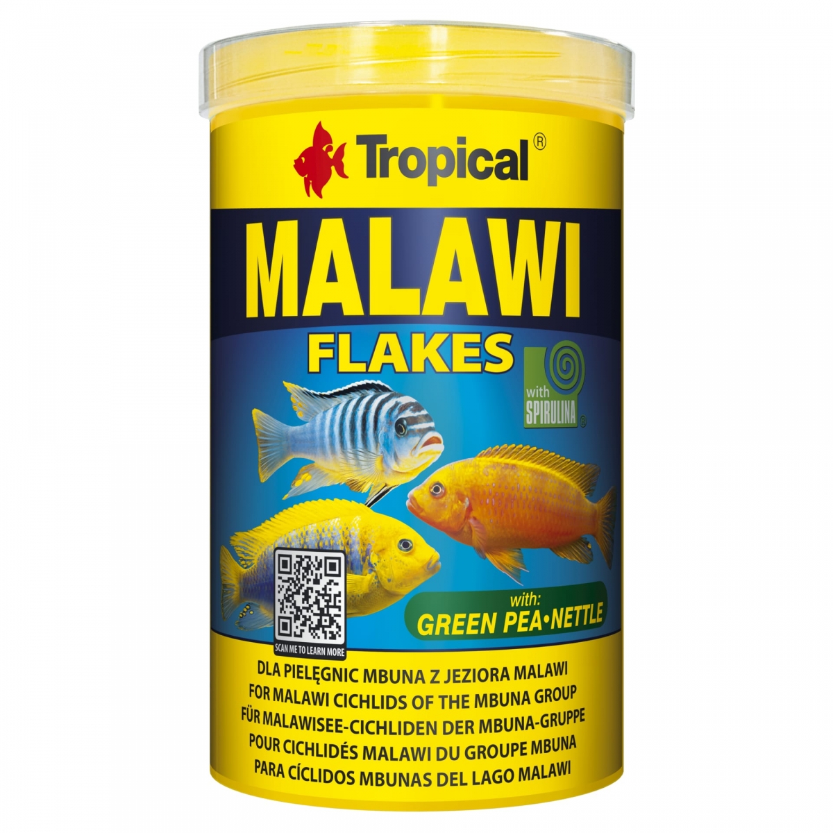 TROPICAL Malawi 1000ml nourriture de base en flocons pour cichlidés Malawi du groupe mbuna