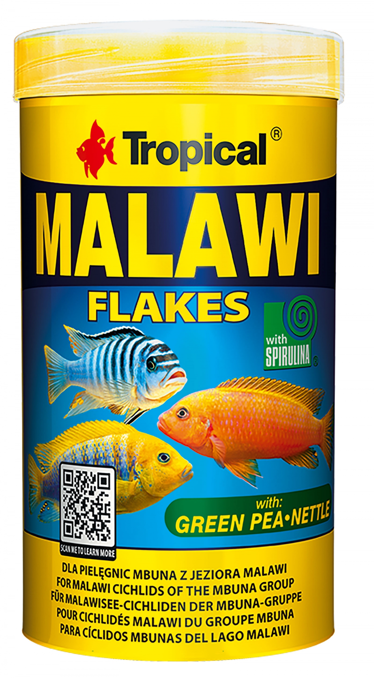 TROPICAL Malawi 250 ml nourriture de base en flocons pour cichlidés Malawi du groupe mbuna
