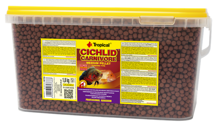 TROPICAL Cichlid Carnivore Medium Pellet 5L nourriture riche en protéines pour cichlidés Carnivore de moyenne et grande taille
