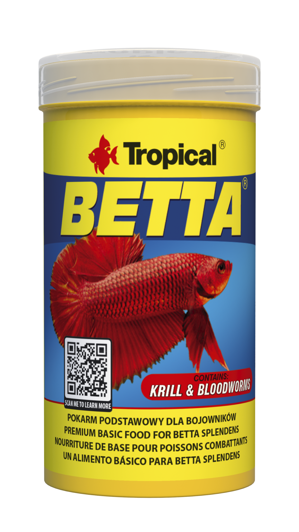 TROPICAL Betta 100ml nourriture de base avec krill et vers de sang pour Betta splendens