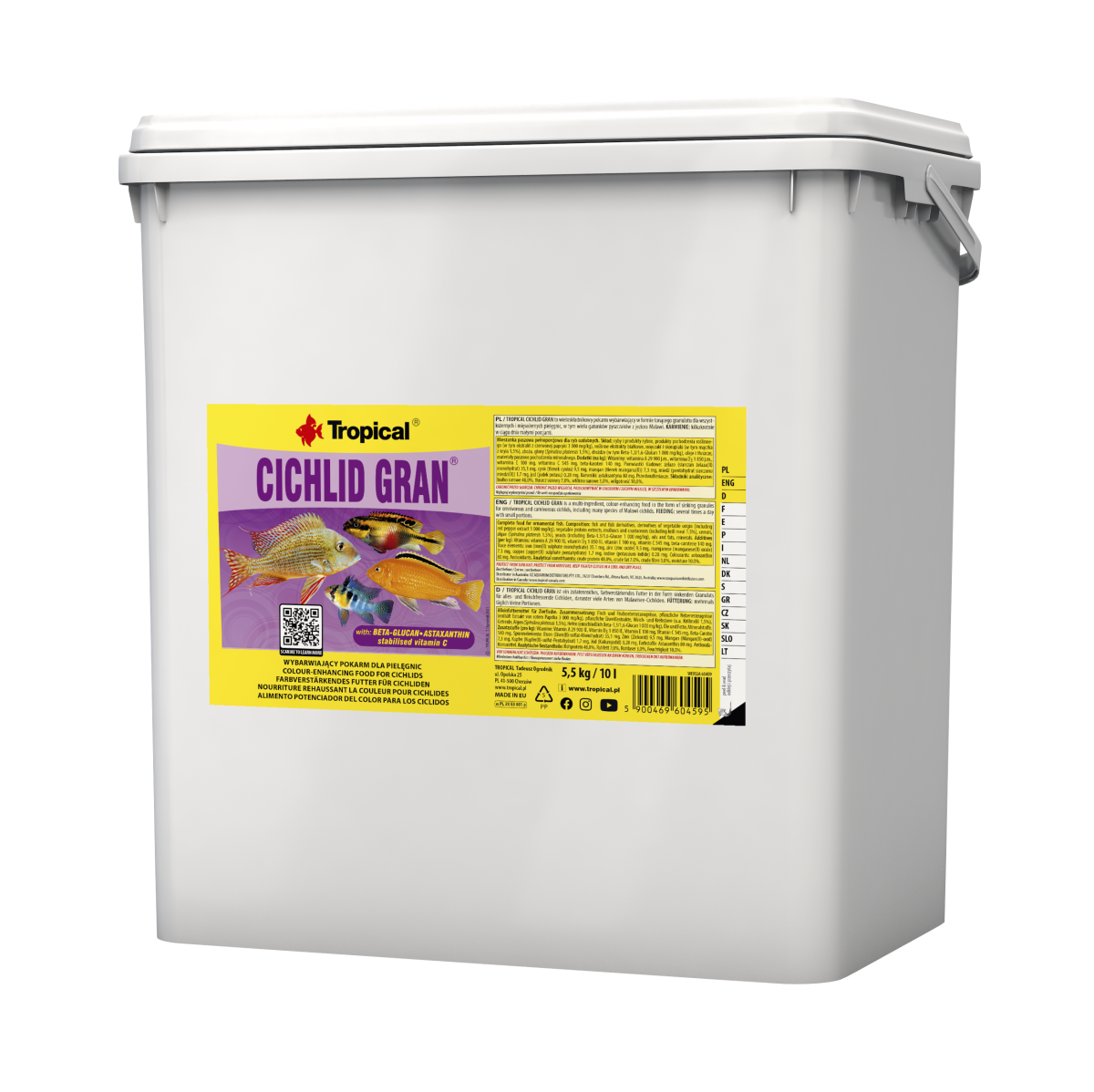 TROPICAL Cichlid Gran 10L nourriture de base granulée pour cichlidés, rehaussant la coloration