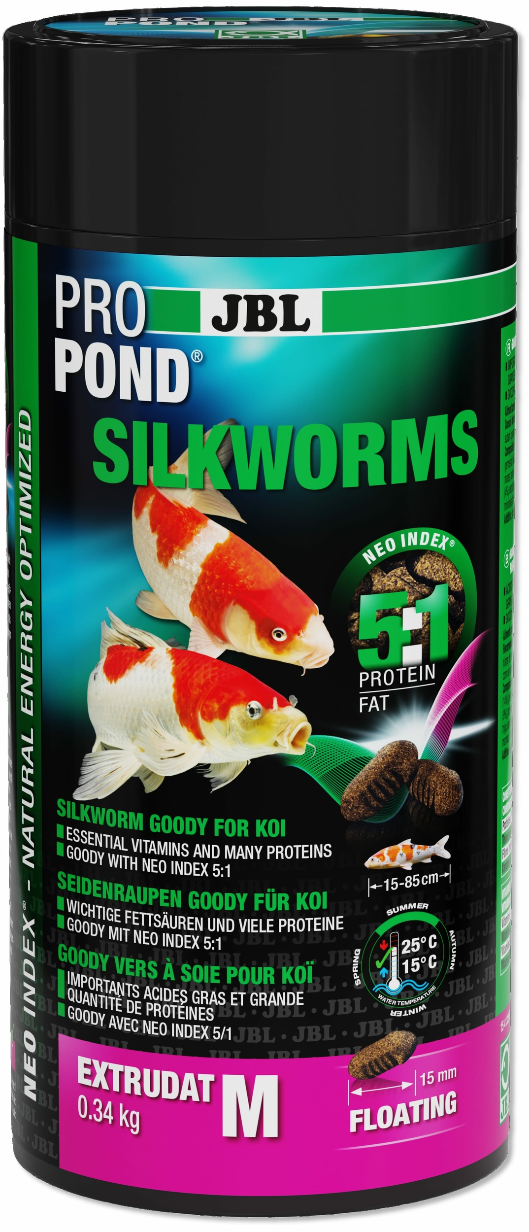 JBL ProPond Silkworms M 0,34 Kg friandises à base de vers à soie pour Koïs de 35 à 55 cm