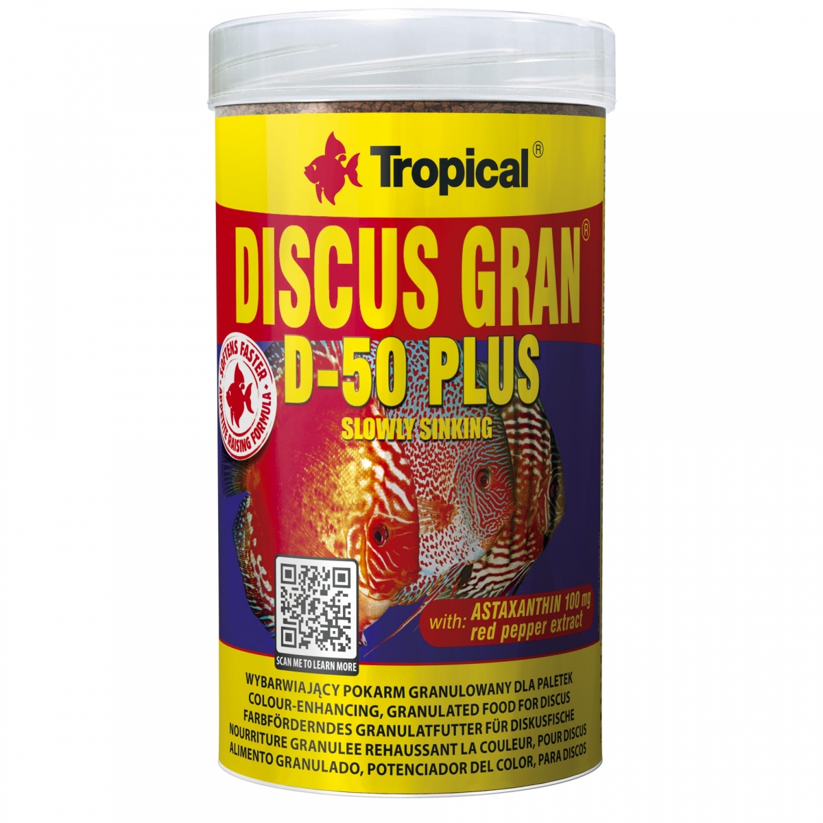 TROPICAL Discus Gran D-50 Plus 250ml granules descendantes rehaussant la couleur pour discus