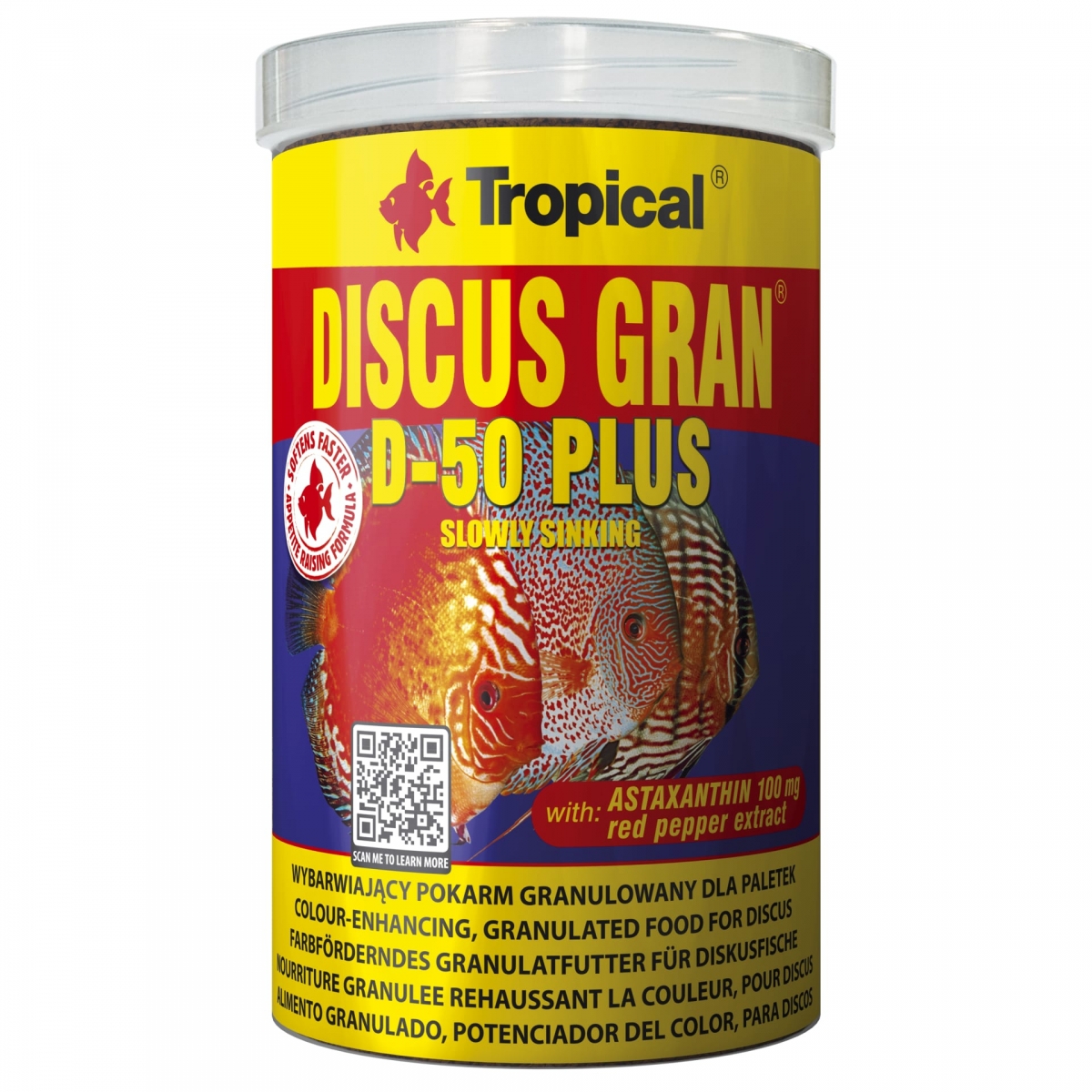 TROPICAL Discus Gran D-50 Plus 1000ml granules descendantes rehaussant la couleur pour discus