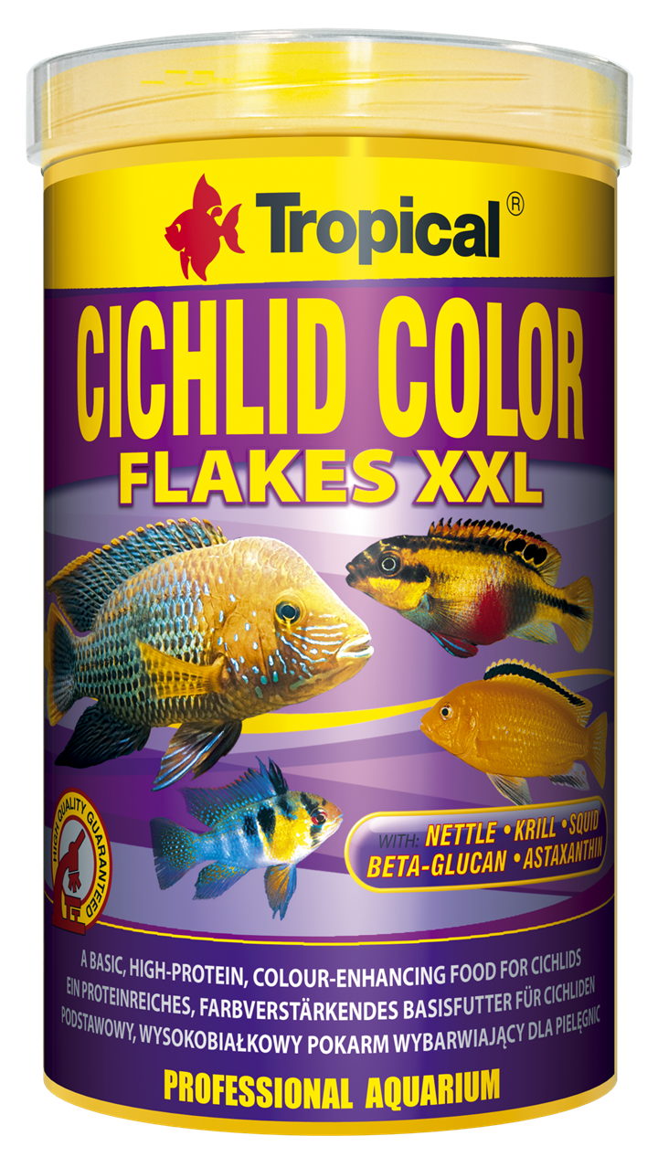 TROPICAL Cichlid Color XXL 1000ml nourriture de base en gros flocons pour cichlidés de grande taille