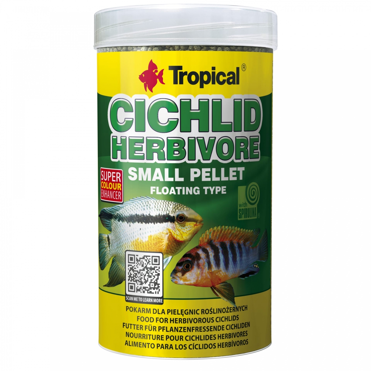 TROPICAL Cichlid Herbivore Small Pellet 250ml nourriture végétale avec Spirulina pour cichlidés jeunes et de petite taille
