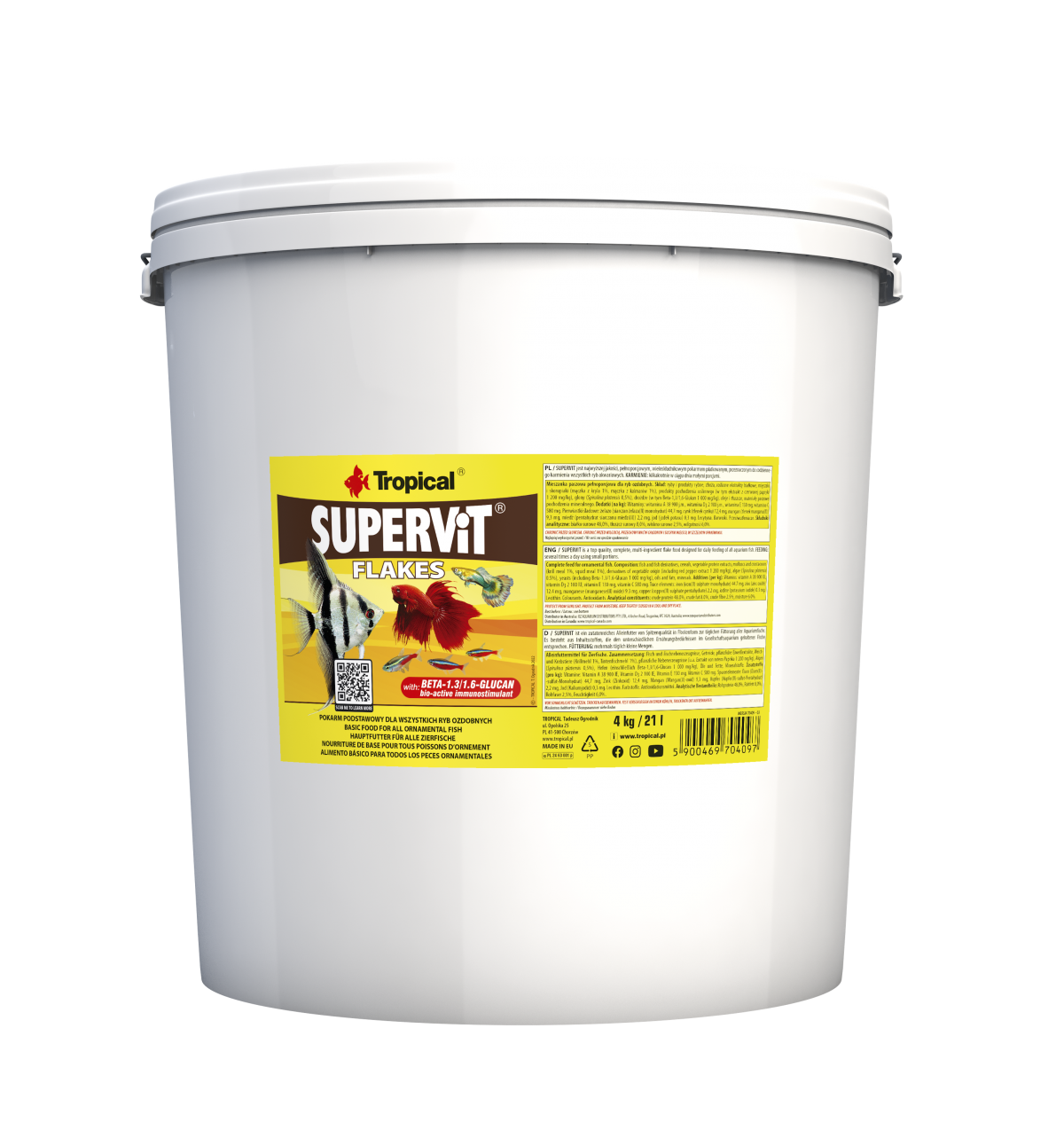 TROPICAL SuperVit 21L nourriture de base en flocons pour tous poissons tropicaux d\'ornement