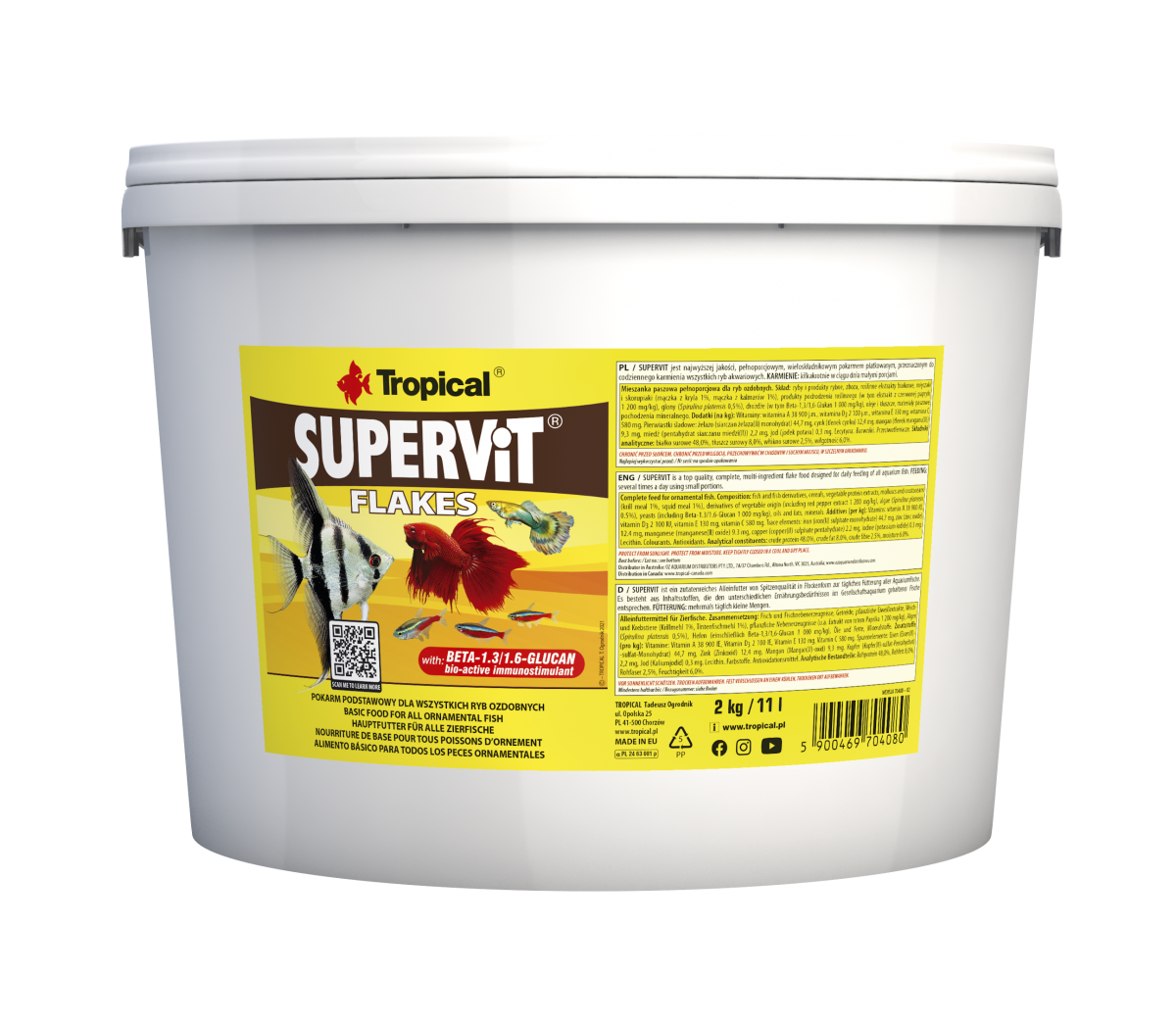 TROPICAL SuperVit 11L nourriture de base en flocons pour tous poissons tropicaux d\'ornement