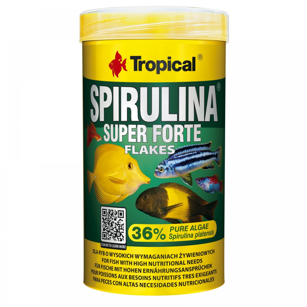 TROPICAL Super Spirulina Forte 250ml nourriture végétale en flocons, à haute teneur en spirulina (36%)