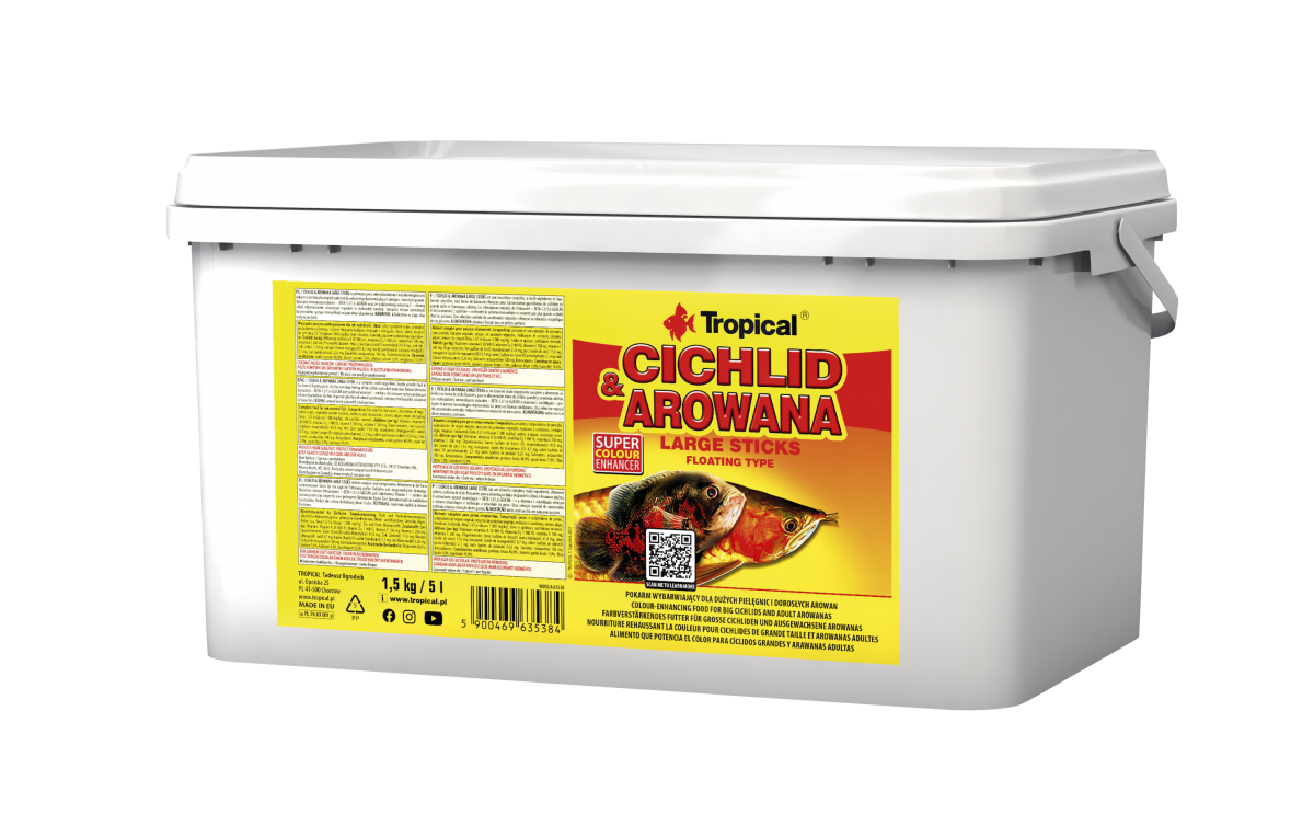 TROPICAL Cichlid & Arowana Large Sticks 5L bâtonnets rehaussant la couleur, pour cichlidés de grande taille et arowanas adultes
