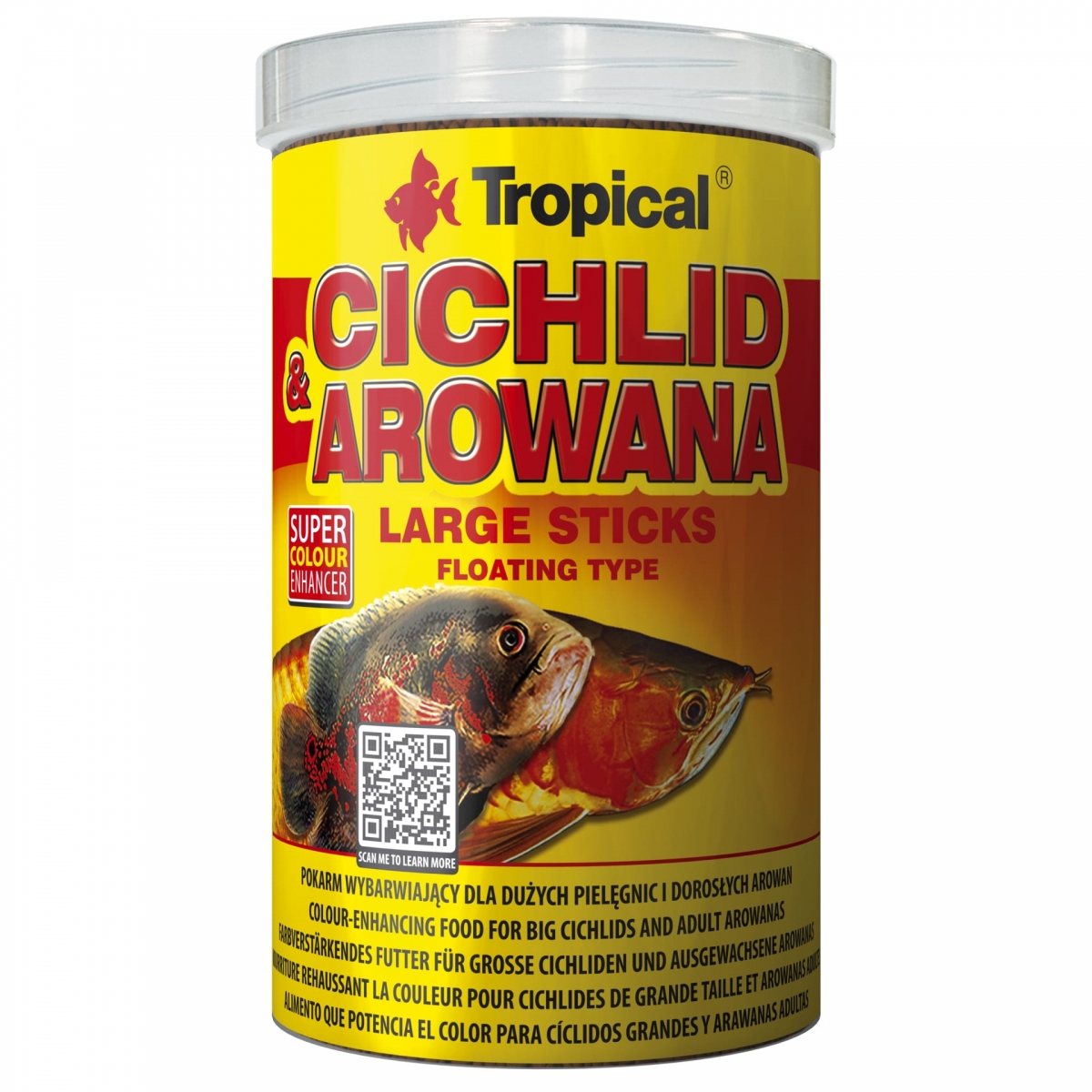 TROPICAL Cichlid & Arowana Large Sticks 1L bâtonnets rehaussant la couleur, pour cichlidés de grande taille et arowanas adultes
