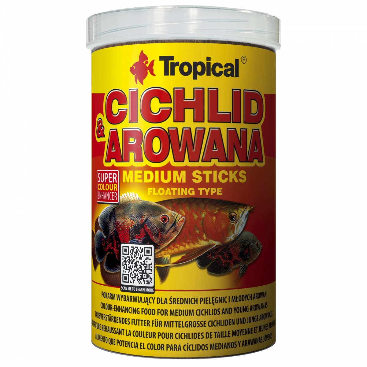 TROPICAL Cichlid & Arowana Medium Sticks 1L bâtonnets rehaussant la couleur pour cichlidés de taille moyenne et jeunes arowanas