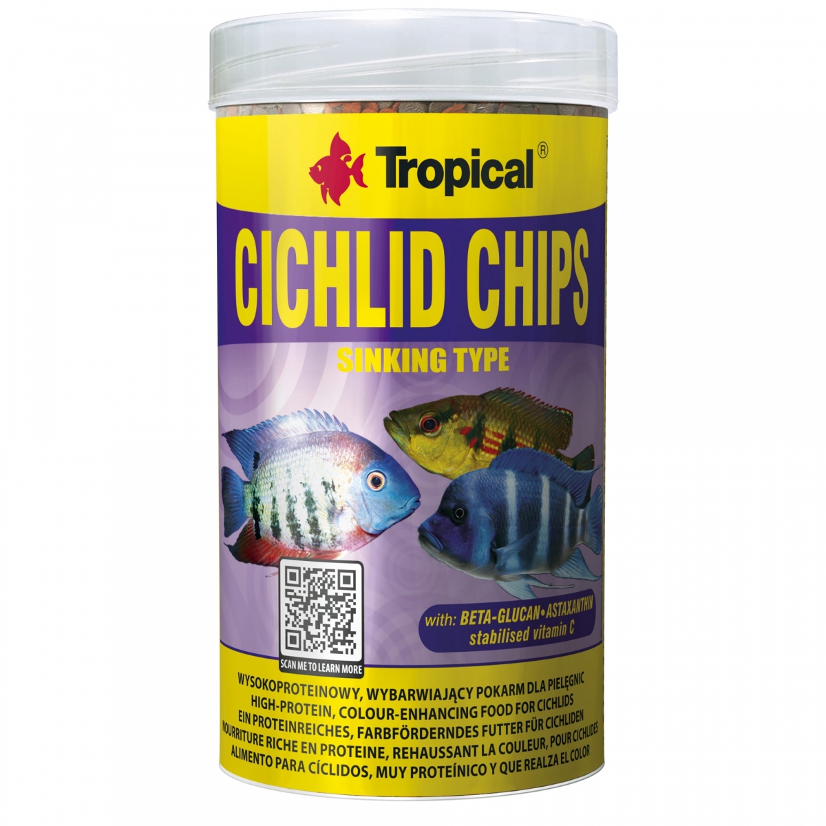 TROPICAL Cichlid Chips 250ml nourriture rehaussant la couleur pour cichlidés