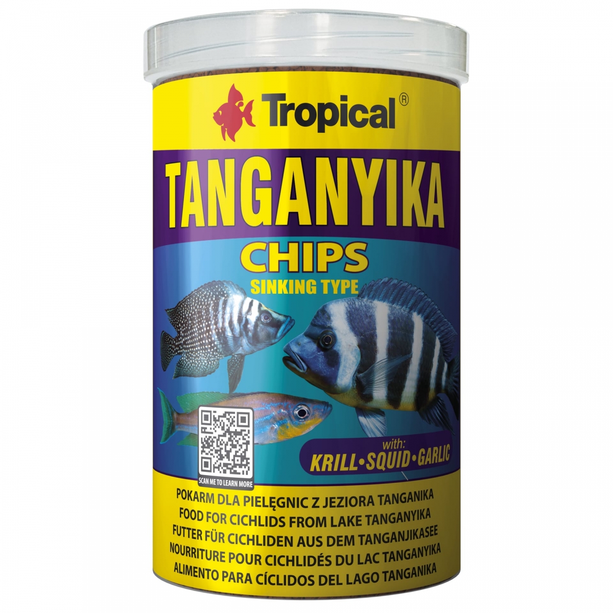 TROPICAL Tanganyika Chips 1L chips spéciaux à multi ingrédients pour grands cichlidés du Lac Tanganyika