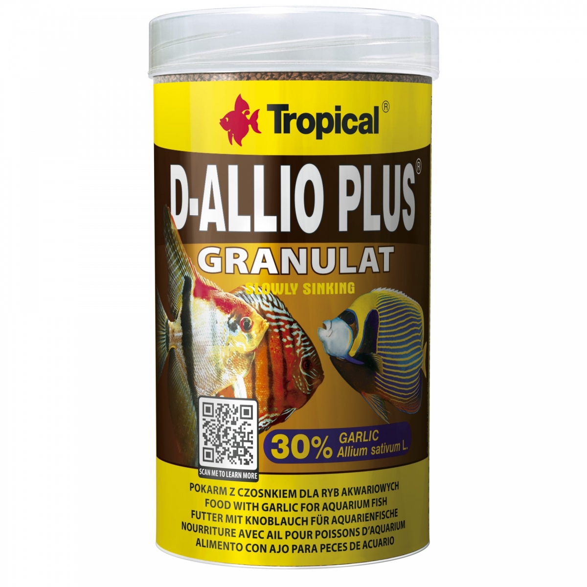 TROPICAL D-Allio Plus Granulat 250 ml nourriture en granulées avec ail pour poissons exigeants d\'eau douce et d\'eau de mer