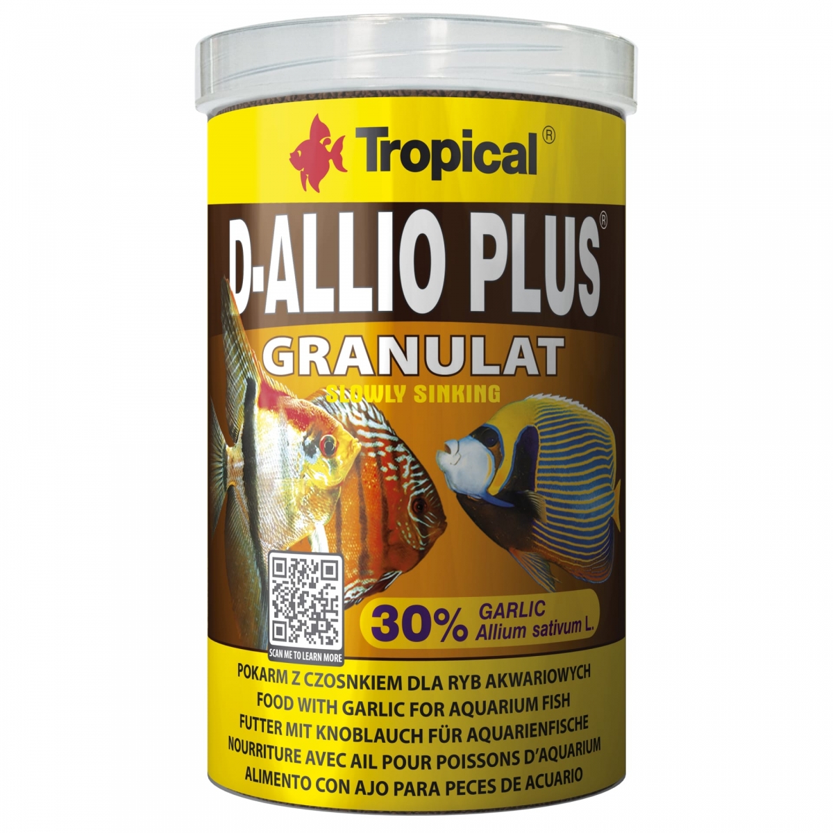 TROPICAL D-Allio Plus Granulat 1L nourriture en granulées avec ail pour poissons exigeants d\'eau douce et d\'eau de mer