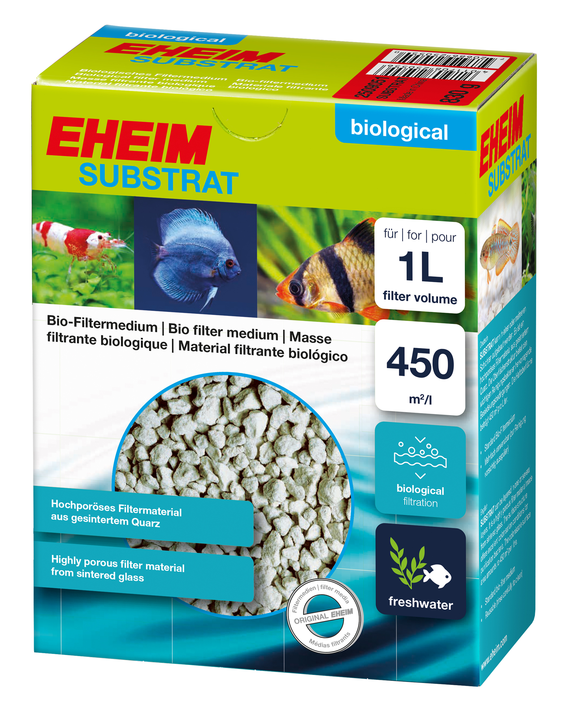 EHEIM Substrat 1L matériau de filtration biologique poreux en verre fritté