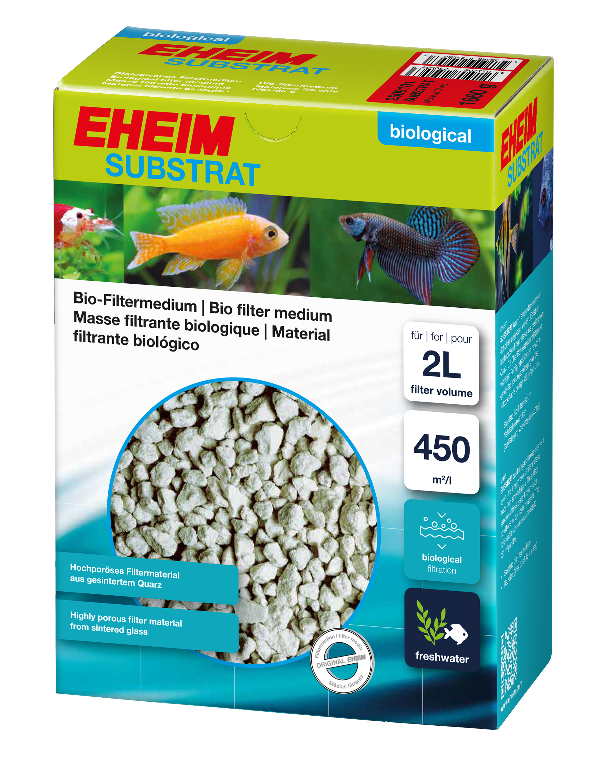 EHEIM Substrat 2L matériau de filtration biologique poreux en verre fritté