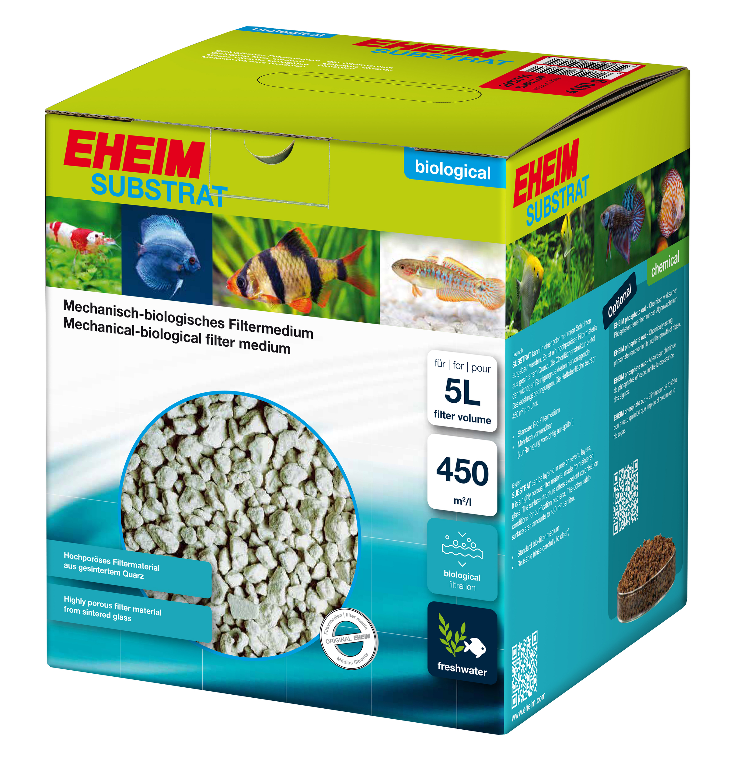 EHEIM Substrat 5L matériau de filtration biologique poreux en verre fritté