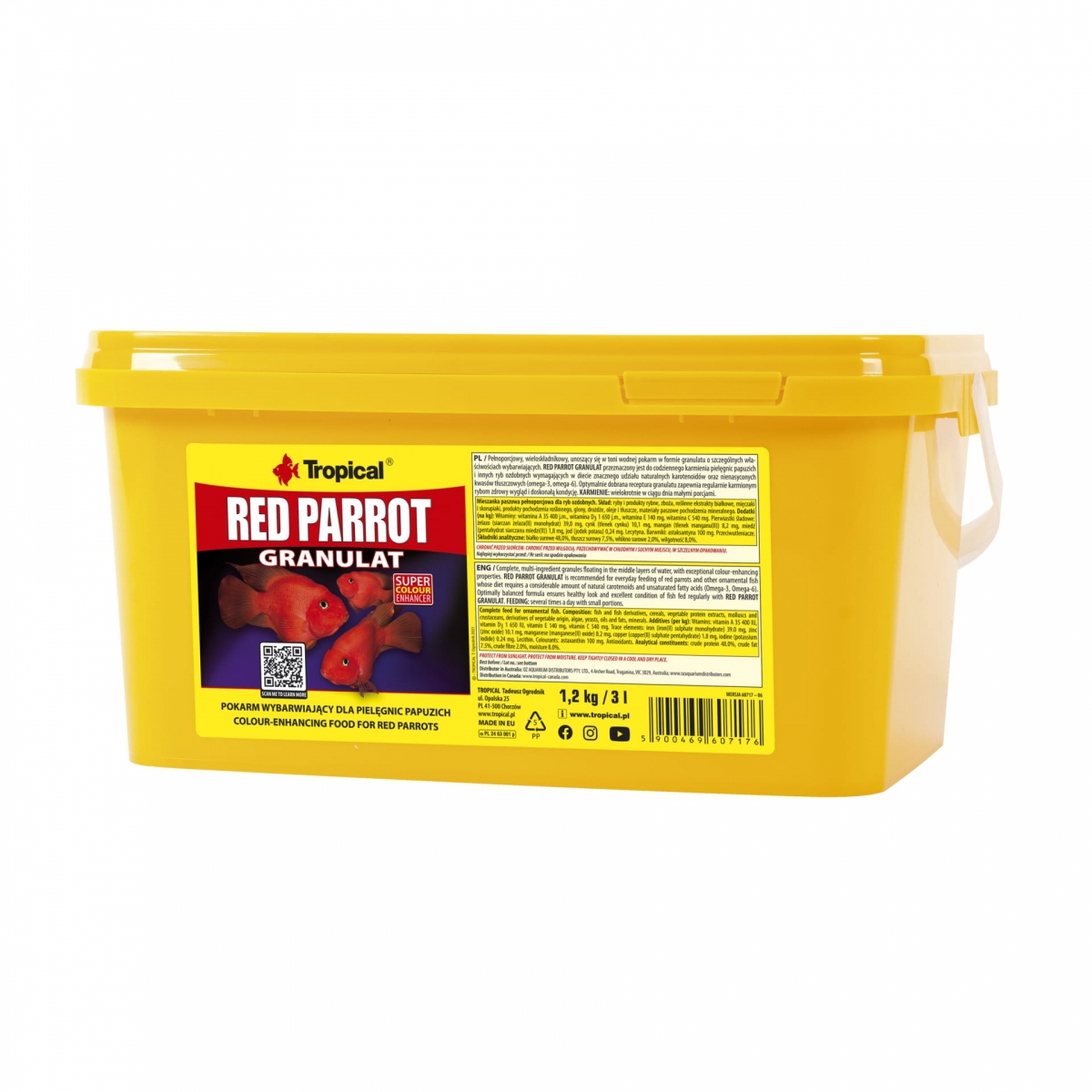 TROPICAL Red Parrot Granulat 3L nourriture rehaussant la couleur pour poissons perroquets rouges