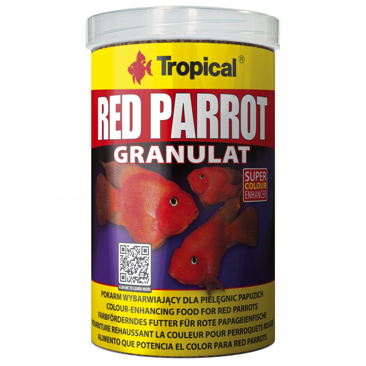 TROPICAL Red Parrot Granulat 1L nourriture rehaussant la couleur pour poissons perroquets rouges