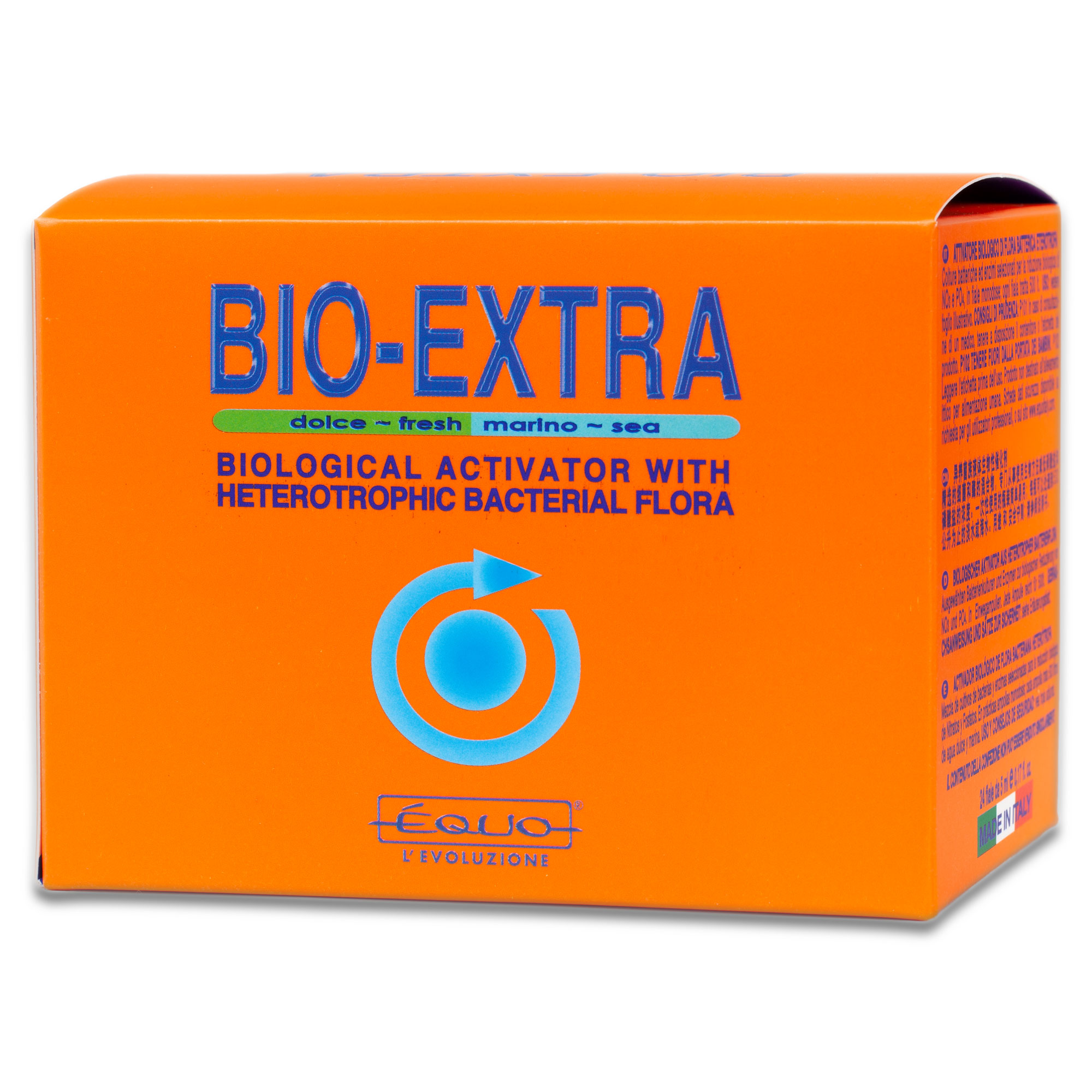 EQUO Bio-Extra 24 Ampoules activateur biologique avec flore Bactérienne Hétérotopique pour aquarium d\'eau douce et eau de mer