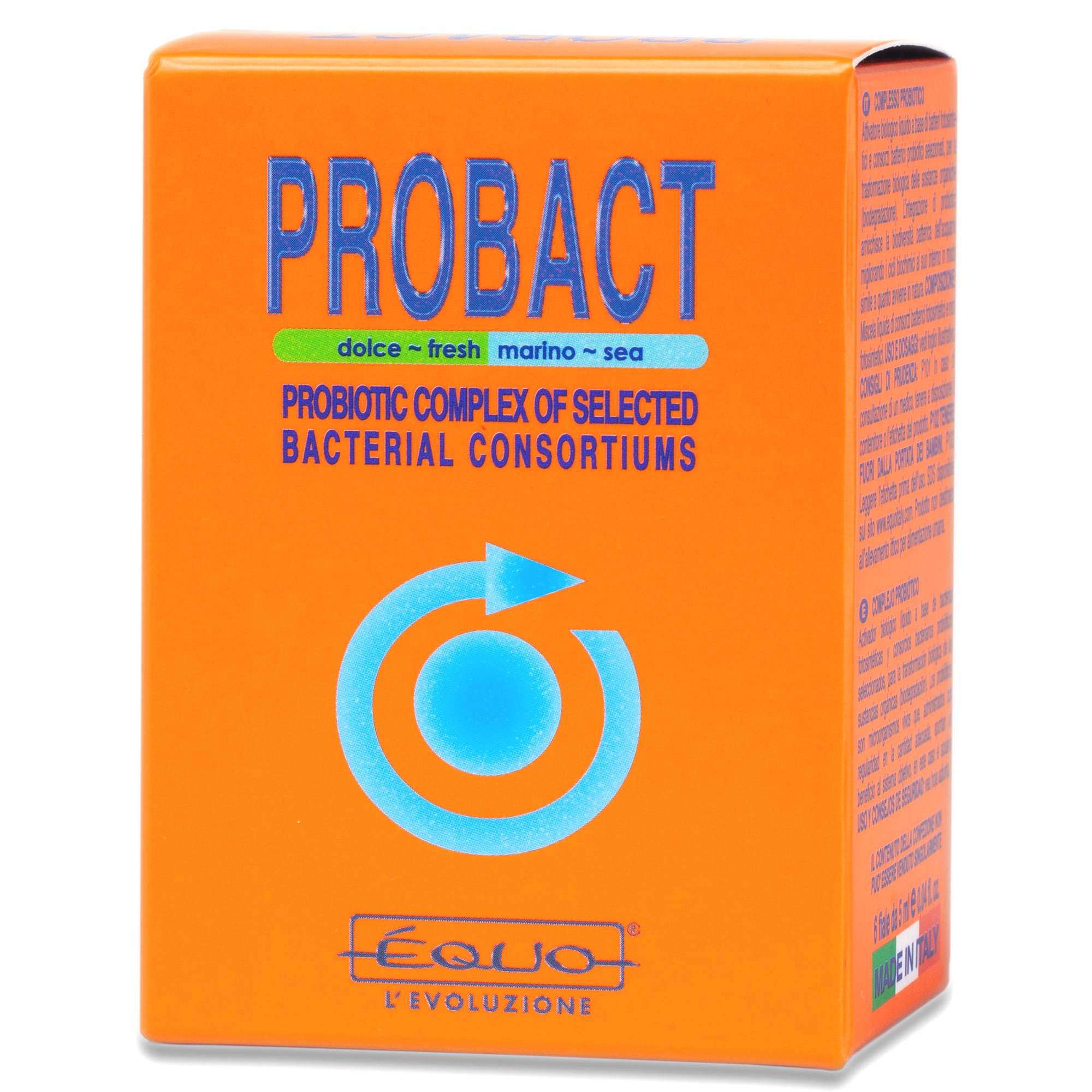 EQUO Probact 6 Ampoules bactéries probiotiques purificatrices pour aquarium d\'eau douce et eau de mer