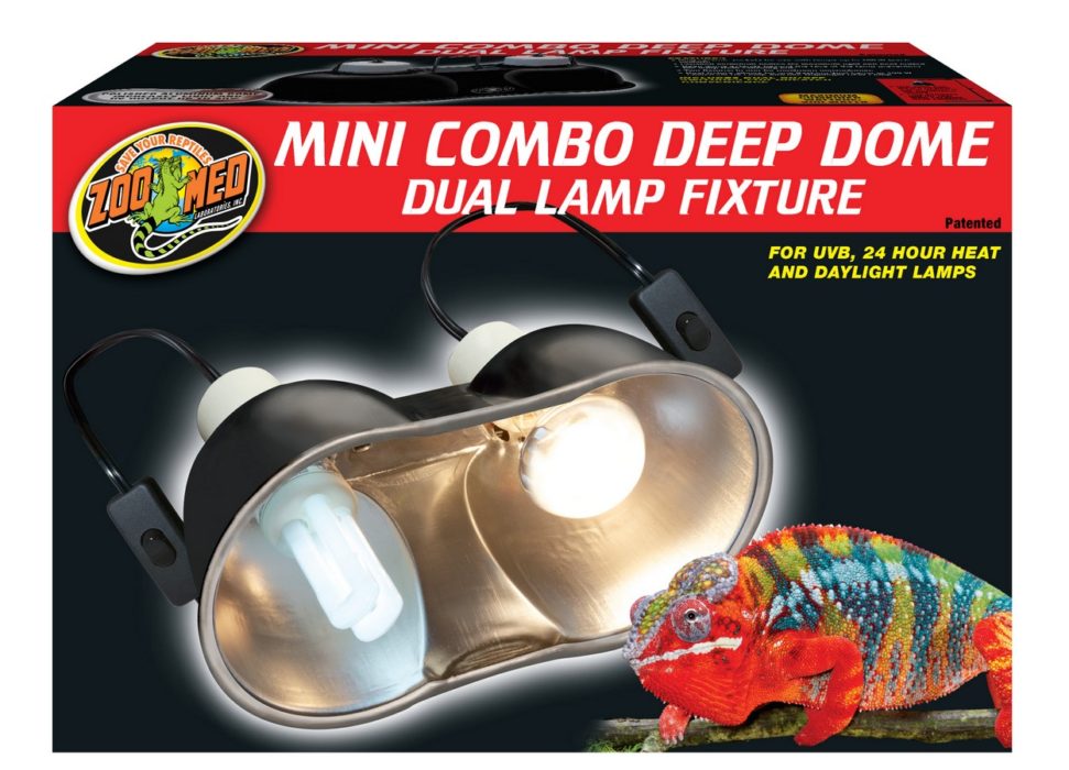 ZOOMED Mini Combo Deep Dome support pour 2 ampoules d\'éclairage de terrarium