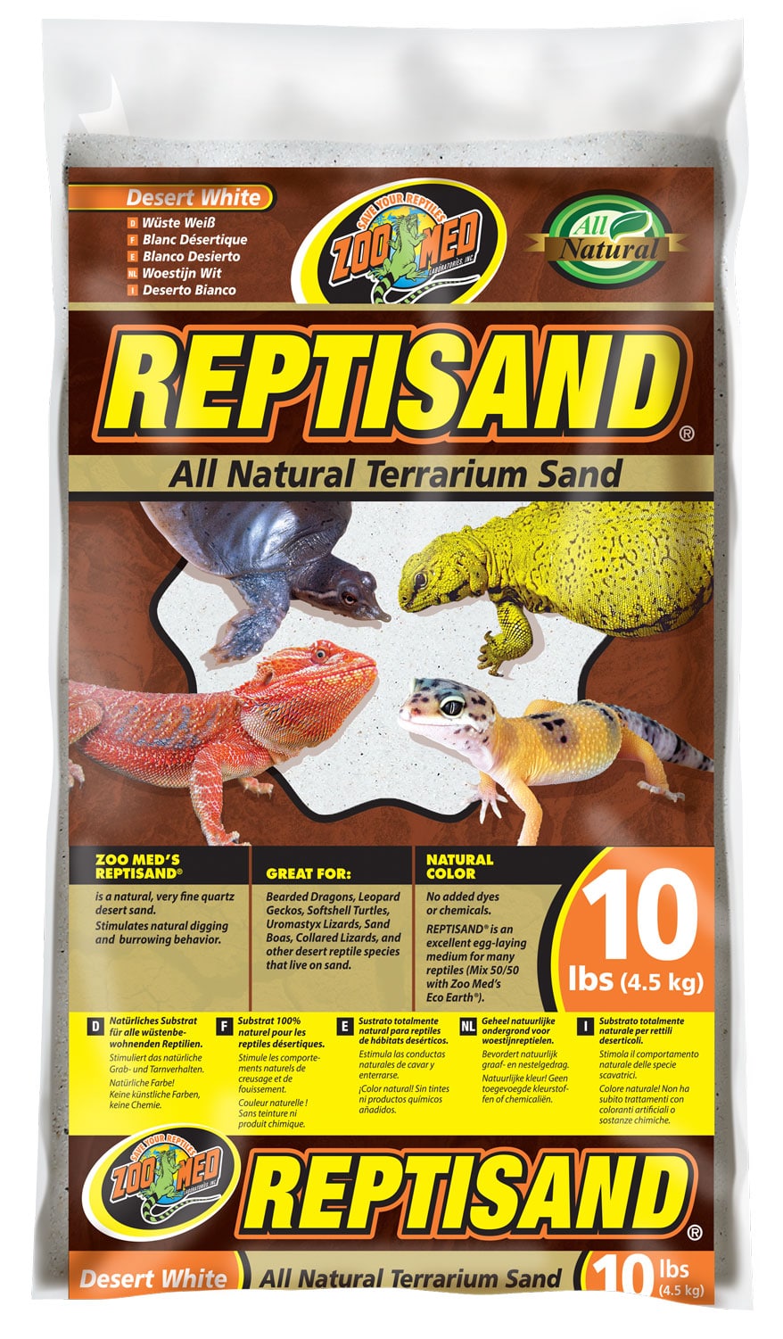 ZOOMED ReptiSand White 4,5 Kg sable blanc extra-fin pour reptiles désertiques
