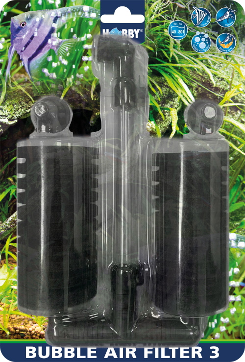 HOBBY Bubble Air Filter 3 filtre à éponge fonctionnant à air idéal pour aquarium de 30 à 80 L