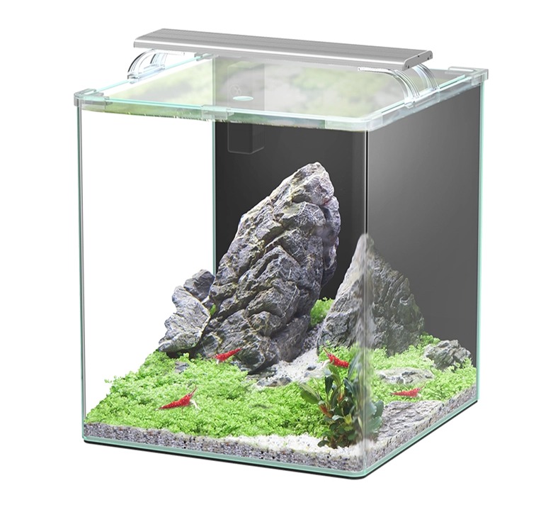 AQUATLANTIS Kubus Curve 44 L Essential nano-aquarium 34 x 34 x 38 cm bords arrondis, éclairage LEDs, filtre et couvercle
