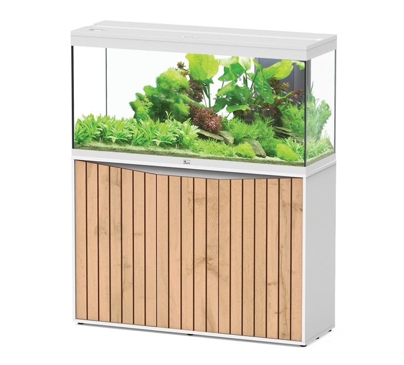 AQUATLANTIS Splendid Ultra 120 x 40 x 61 cm Blanc 293 L aquarium équipé avec meuble à portes Roble Hera Atlas