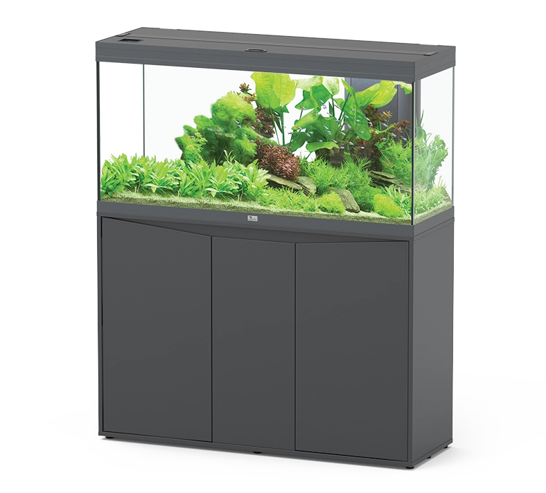 AQUATLANTIS Splendid Ultra 120 x 40 x 61 cm Gris Anthracite Mate 293 L aquarium équipé avec meuble à portes