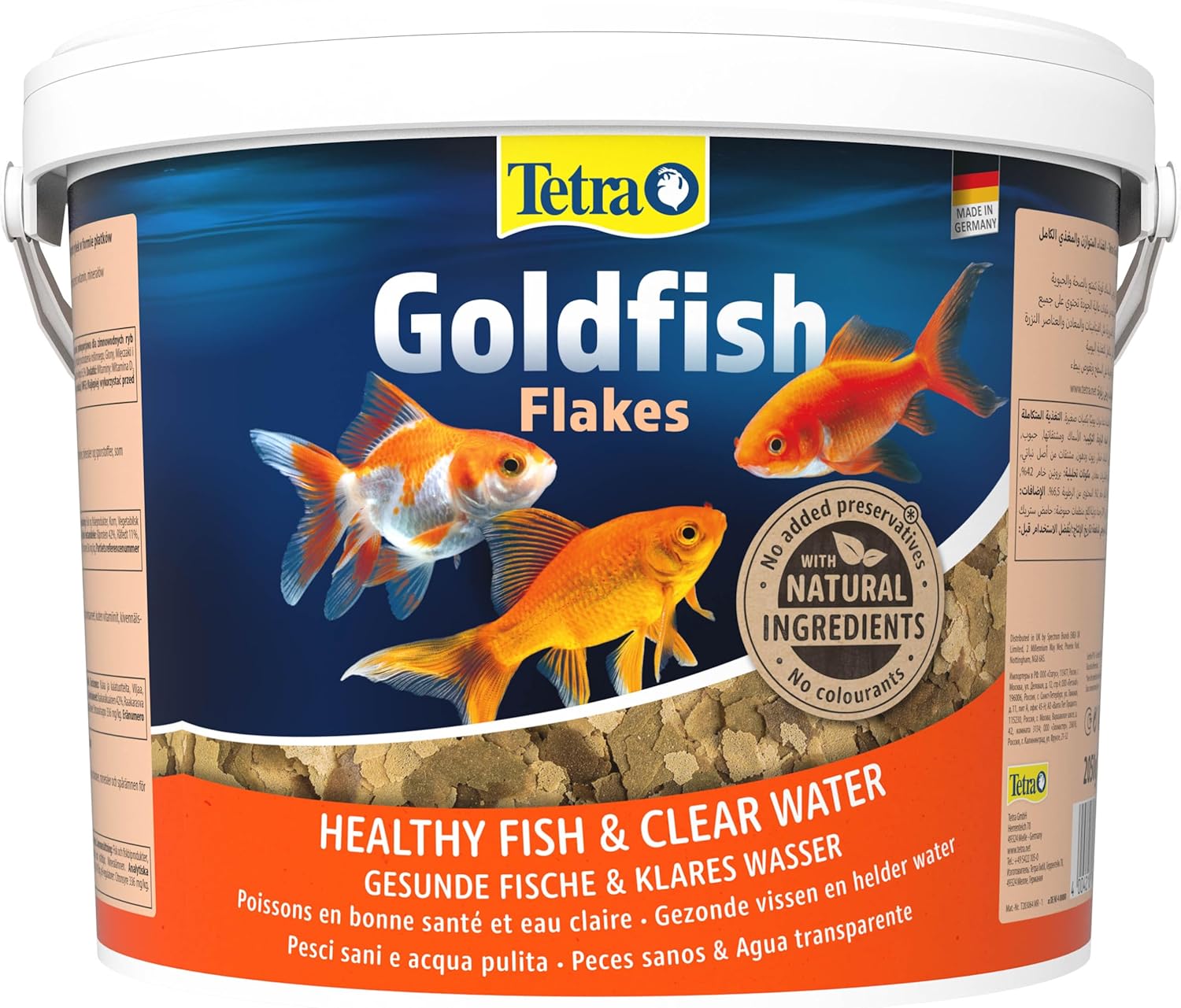 TETRA GoldFish Flakes 10L aliment complet en flocons de grande qualité pour tous les poissons rouges et d\'eau froide