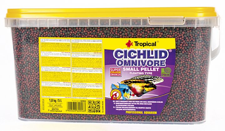 TROPICAL Cichlid Omnivore Small Pellet 5L nourriture à multi ingrédients pour cichlidés omnivores jeunes et de petite taille